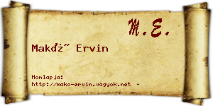 Makó Ervin névjegykártya